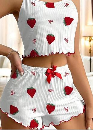 Пижама женская короткая топ и шорты (s)
