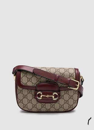 Сумка гуччи horsebit 1955 mini bag beige/burgundy