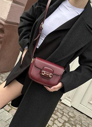 Сумка гуччи horsebit 1955 mini bag burgundy soft