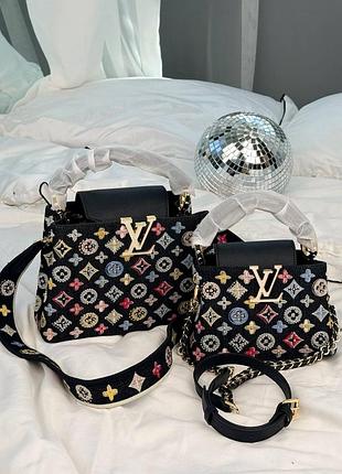 Жіноча сумка преміум capucines bb black multicolor embroidered monogram