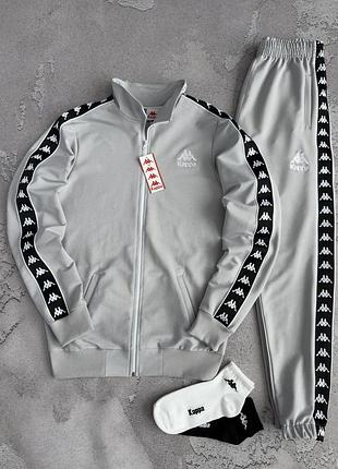 Спортивный костюм kappa серый мужской демисезон размеры s-2xl