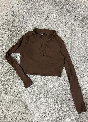 Вкорочений коричневий лонг zara