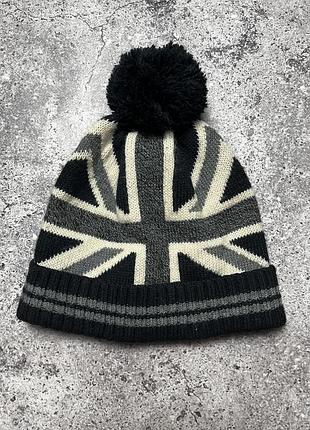 Y2k шапка з помпоном uk flag 🇬🇧