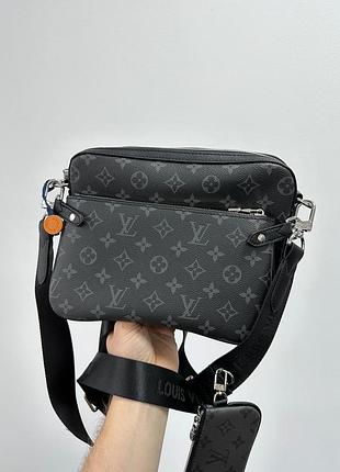 Сумка trio louis messenger vuitton grey/blue