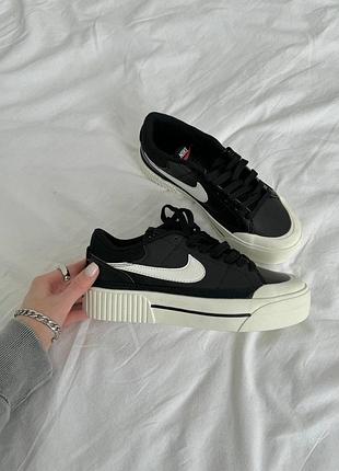 Женские кроссовки nike court legacy black кожа