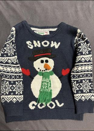Новорічний в'язаний светр rebel "snow cool" зі сніговиком
