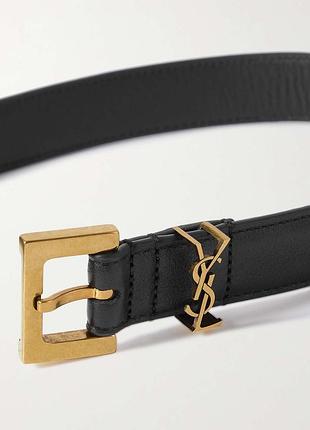 Тоненький шкіряний пасок чорний ремень ysl пасок sain laurent