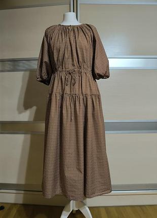 Хлопковое платье в клетку вши бренда maxmara weekend.