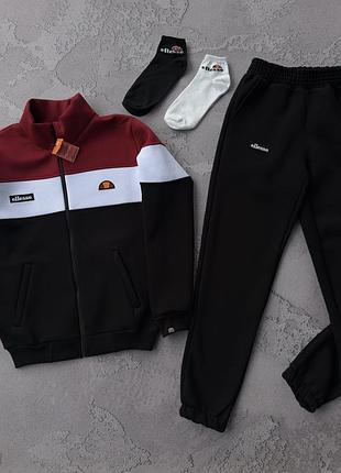 Костюм зимовий спортивний чорний чоловічий ellesse twin! зимний спортивный костюм мужской ellesse! материал трёхнитка на флисе! размеры s-xxl!