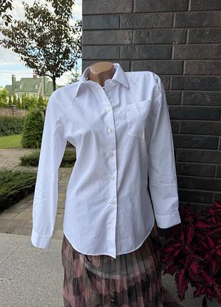 Класична базова біла сорочка з кишенею 100% котон 👔
