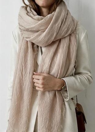Великий палантин zara 200×140 см, ніжний пудровий