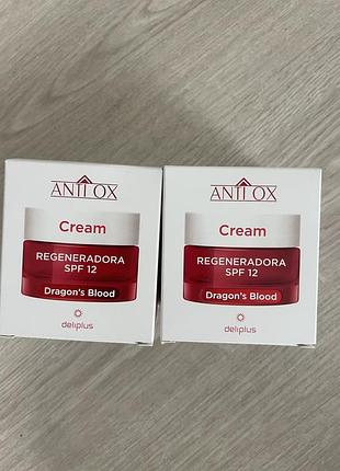 Регенеруючий крем для обличчя dragon's blood anti ox spf 12 для всіх типів шкіри deliplus