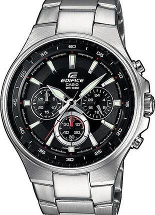 Мужские часы casio edifice ef-562d-1a стальной корпус водозащита 100 м чёрный циферблат