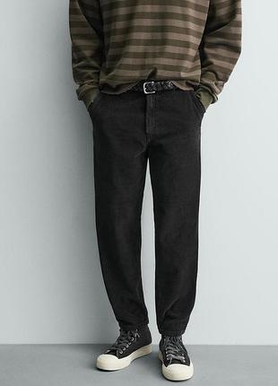 Чоловічі вельветові штани zara carrot fit corduroy