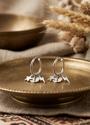 Серьги нержавеющая сталь stainless steel звезда молния
