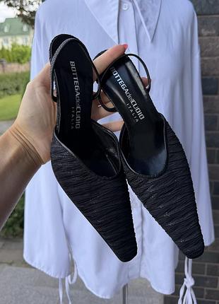 Кутюрний вінтаж шкіра (епоха y2k / кінець 90-х) слінгбеки kitten heel ✔️ колекційні