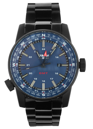 Швейцарские мужские часы traser p68 pathfinder gmt pss синий 109524