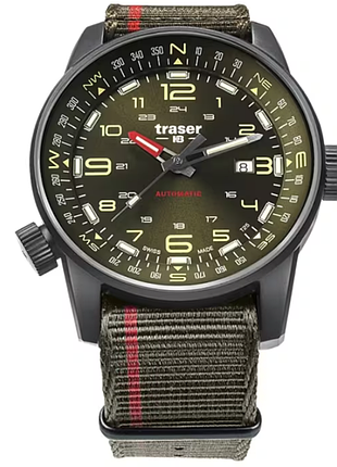 Швейцарський чоловічийгодинник traser p68 pathfinder automatic ts зелений 110456