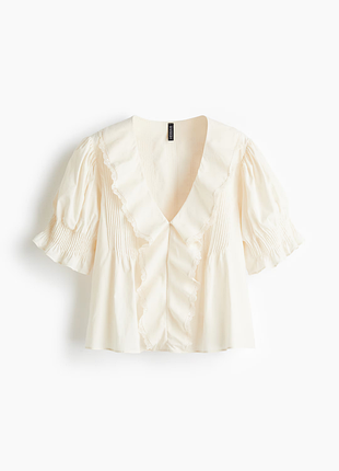 Нові повітряні батистові блузи h&amp;m pintucked cotton blouse — cream — s, xxs