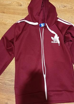 Кофта жіноча adidas бордова з капюшоном розмір s/xs