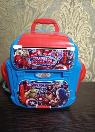 Детская игрушка сейф рюкзак avengers на кодовом замке, детская копилка сейф с отпечатком пальца и звуками