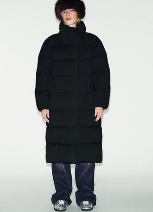 Длинный водонепроницаемый и ветрозащитный анорак с утеплителем и высоким воротником от zara