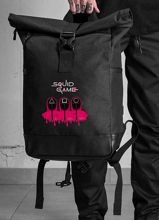 Повседневный рюкзак роллтоп школьный для мальчика without с принтом squid game black