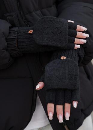 Жіночі теплі зимові сенсорні перчатки рукавиці без пальців 3-30 without jude black