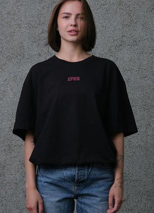 Жіноча оверсайз футболка з принтом without pink 1702 black