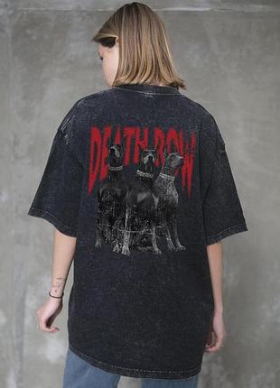 Женская вываренная оверсайз футболка without washed с принтом deathrow black