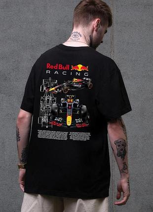 Мужская оверсайз футболка without с принтом redbull black