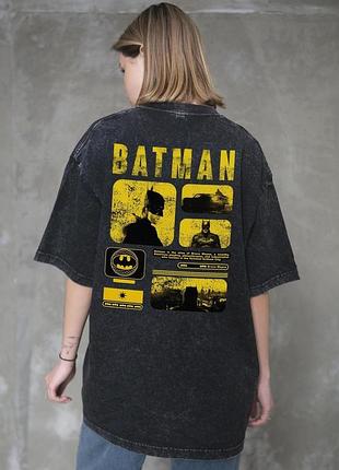 Жіноча виварена оверсайз футболка without washed з принтом batman black
