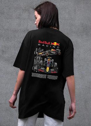 Женская оверсайз футболка without с принтом redbull black