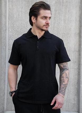 Мужская футболка поло с пуговицами тенниска without polo black