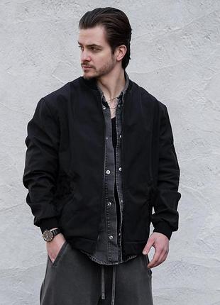 Мужская куртка ветровка бомбер without softshell black