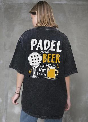 Женская виварена оверсайз футболка without washed с принтом padel and beer black
