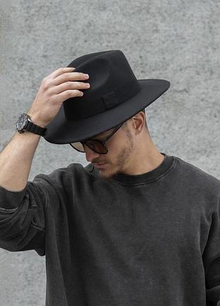 Мужской шляпа fedora с лентой black