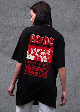 Жіноча оверсайз футболка without з принтом acdc black
