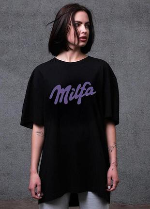 Жіноча оверсайз футболка without з принтом milfa black