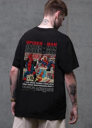 Чоловіча оверсайз футболка without з принтом spider-man black