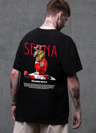 Мужская оверсайз футболка without с принтом senna black