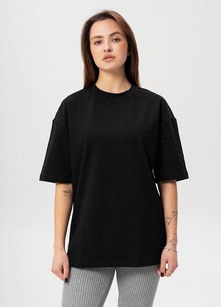 Жіноча футболка оверсайз з двонитки without midnight black