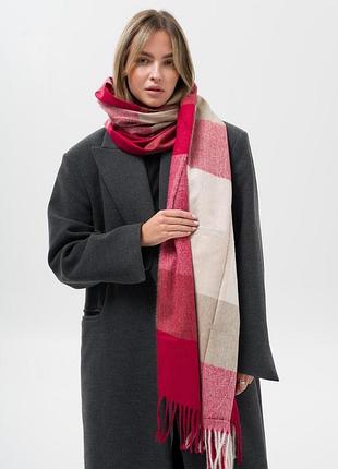 Женский шарф в клеточку without terner red