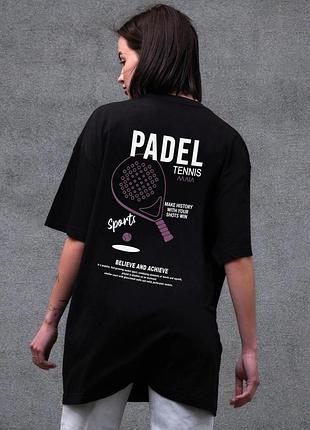Жіноча оверсайз футболка without з принтом padel tennis black