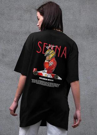 Женская оверсайз футболка without с принтом senna black