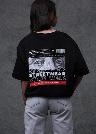 Жіноча оверсайз футболка з принтом without streetwear black