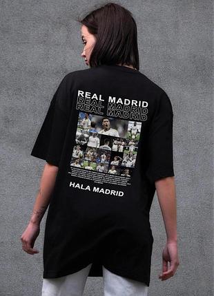 Жіноча оверсайз футболка without з принтом real madrid black