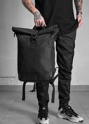 Чоловічий повсякденний рюкзак роллтоп шкільний without basic black
