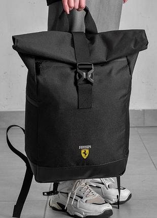 Жіночий повсякденний рюкзак роллтоп шкільний without з принтом ferrari black