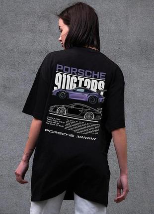 Жіноча оверсайз футболка without з принтом porsche black